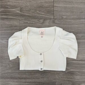 Cream Cinq a Sept Cap Ruffle Sleeve Top, Size Small (S)